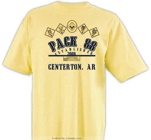 ESTABLISHED CENTERTON, AR 2008 PACK 88 T-shirt Design 