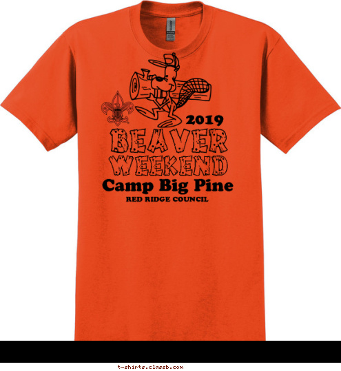 Your text here RED RIDGE COUNCIL Camp Big Pine 2012 WEEKEND BEAVER T-shirt Design SP1442