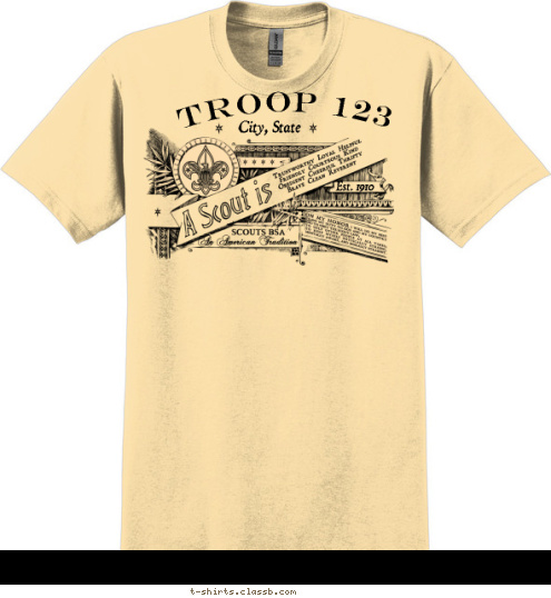 Your text here TROOP 123 City, State Est. 1910 T-shirt Design SP847