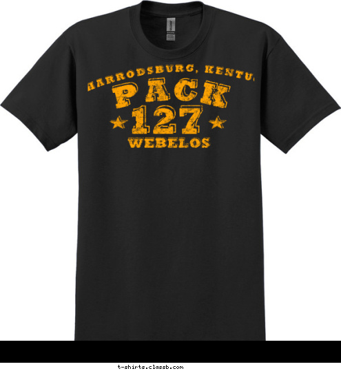 WEBELOS 127 Harrodsburg, Kentucky PACK T-shirt Design 