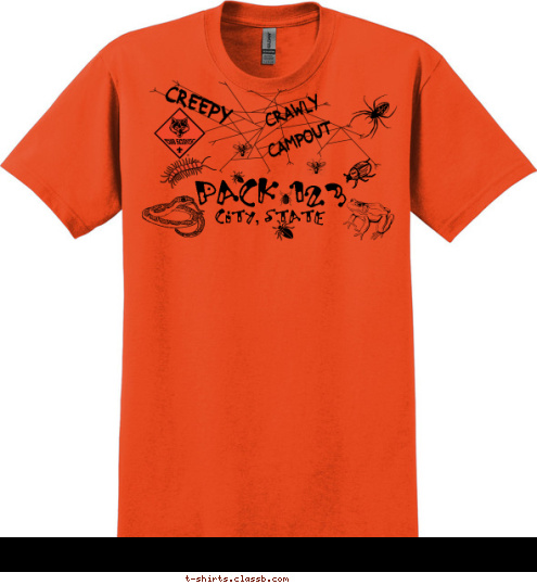 PACK 123 CITY, STATE CAMPOUT CRAWLY CREEPY T-shirt Design SP838