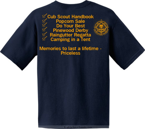 Cub Scouts LeClaire, Iowa 88 Pack 


Cub Scout Handbook
Popcorn Sale
Do Your Best
Pinewood Derby
Raingutter Regatta
Camping in a Tent

Memories to last a lifetime - Priceless
 T-shirt Design 