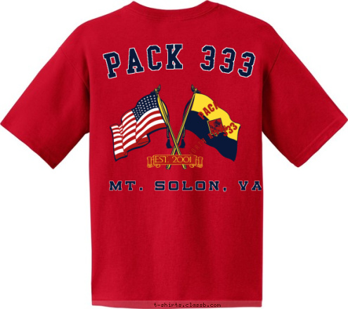 PACK 333 North River EST. 2001 333 PACK Mt. Solon, VA PACK 333 T-shirt Design 