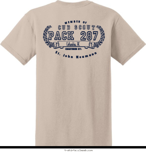 St. John Neumann MEMBER OF  CHARTERED BY: 287 PACK CUB SCOUT Columbia, SC T-shirt Design 