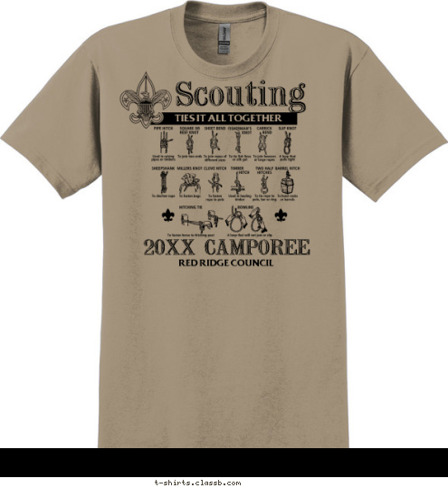 2008 Your text here RED RIDGE COUNCIL CAMPOREE 2012 TIES IT ALL TOGETHER Scouting T-shirt Design SP1452