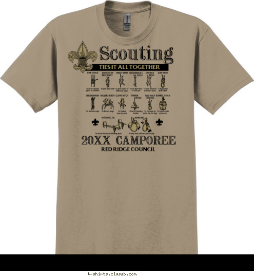 2008 Your text here RED RIDGE COUNCIL CAMPOREE 2012 TIES IT ALL TOGETHER Scouting T-shirt Design SP1452