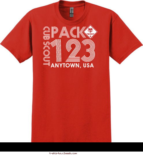 ANYTOWN, USA
 CUB SCOUT
 123  PACK T-shirt Design 