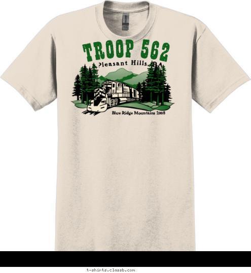 Blue Ridge Mountains 2008 Pleasant Hills, PA TROOP 562 T-shirt Design 