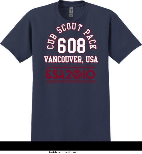 CUB SCOUT PACK 608 VANCOUVER, USA T-shirt Design 