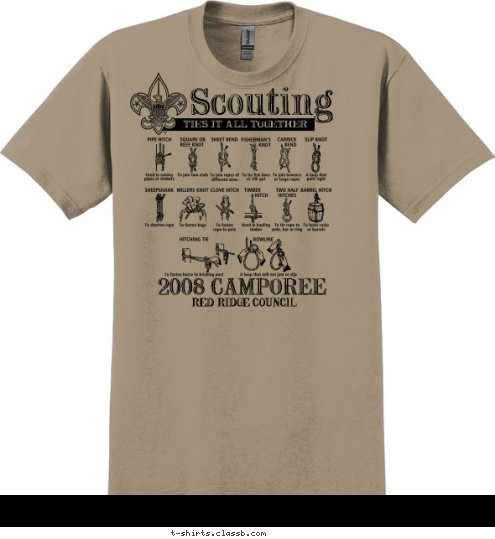 TIES IT ALL TOGETHER RED RIDGE COUNCIL 2008 CAMPOREE Scouting T-shirt Design sp 1452