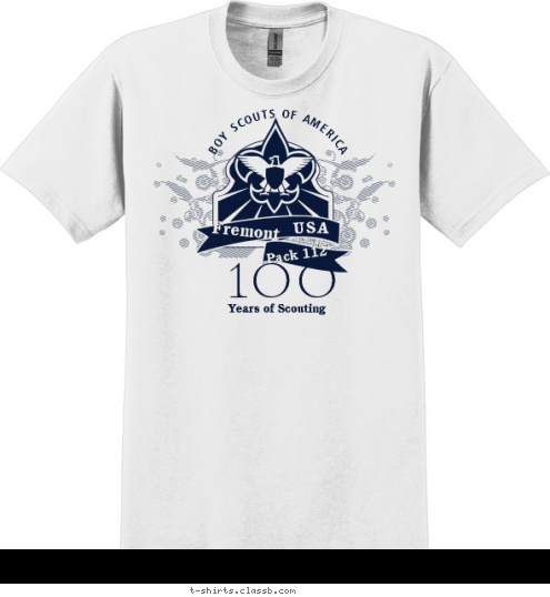 BOY SCOUTS OF AMERICA Pack 112 Fremont USA 100 Years of Scouting T-shirt Design 