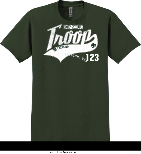 123 ANYTOWN, USA BOY SCOUT T-shirt Design 