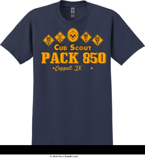 Coppell, TX PACK 850 T-shirt Design 