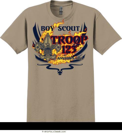 123 Anytown, USA TROOP
123 Boy Scout T-shirt Design 