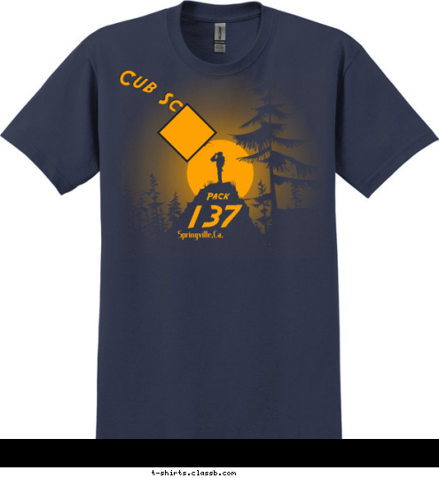 Sponsored by The Springville Mountian Lions Springville,Ca. 137
 Pack Cub Scouts T-shirt Design 