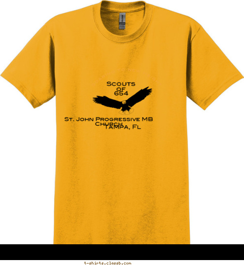 Scouts
   of   Soaring to new Height  654  Tampa, Fl  St. John Progressive MB Church   T-shirt Design Scout 654 design 4