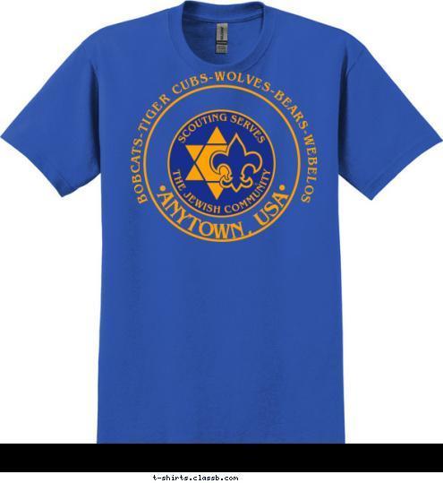 CUB SCOUT PACK 123 New Text ANYTOWN, USA BOBCATS-TIGER CUBS-WOLVES-BEARS-WEBELOS T-shirt Design 