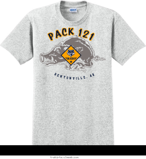 PACK 121 Bentonville, AR T-shirt Design razorback pack 121r