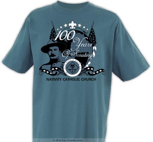 NATIVITY CATHOLIC CHURCH BRANDON, FL, USA CUB SCOUT PACK 89 Of Scouting Years 100 T-shirt Design 