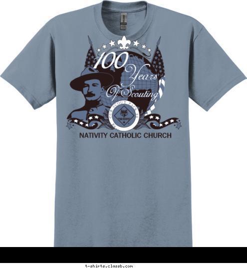 NATIVITY CATHOLIC CHURCH BRANDON, FL, USA CUB SCOUT PACK 89 Of Scouting Years 100 T-shirt Design 