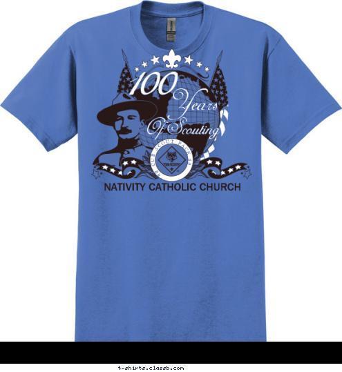 NATIVITY CATHOLIC CHURCH BRANDON, FL, USA CUB SCOUT PACK 89 Of Scouting Years 100 T-shirt Design 