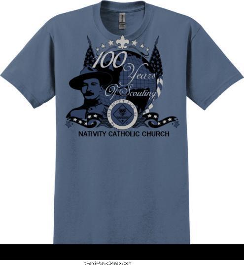 NATIVITY CATHOLIC CHURCH BRANDON, FL, USA CUB SCOUT PACK 89 Of Scouting Years 100 T-shirt Design 