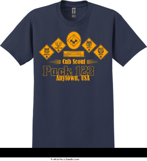 Anytown, USA Pack 123 Cub Scout  T-shirt Design 