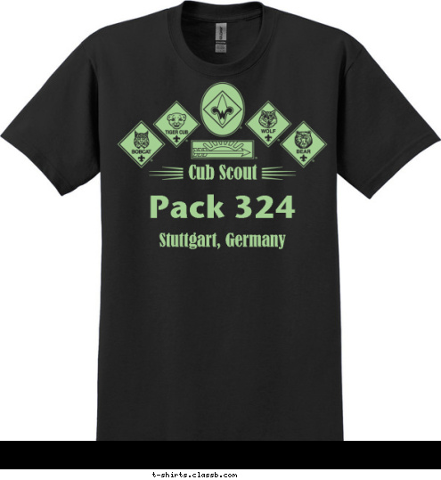 Stuttgart, Germany Pack 324 Cub Scout  T-shirt Design 