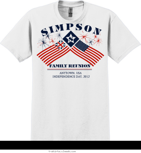 S INDEPENDENCE DAY, 2012 ANYTOWN, USA FAMILY REUNION SIMPSON T-shirt Design SP2730