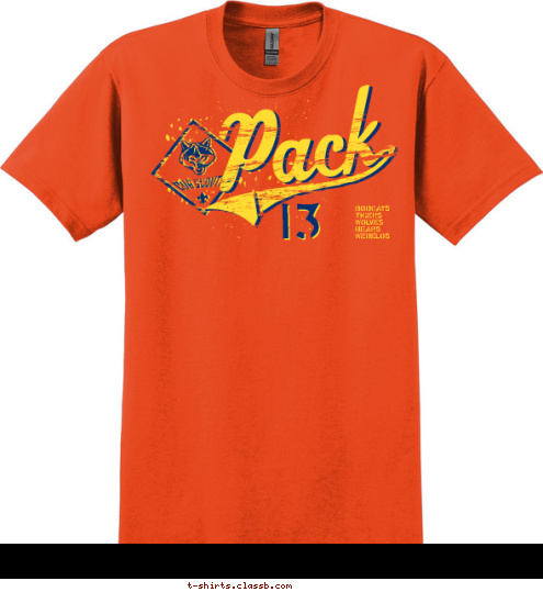 BOBCATS
TIGERS
WOLVES
BEARS
WEBELOS 13 T-shirt Design 