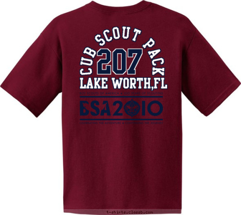 New Text CUB SCOUT PACK 207 Lake Worth,FL T-shirt Design Pack #207 100 Years Celebration Tee