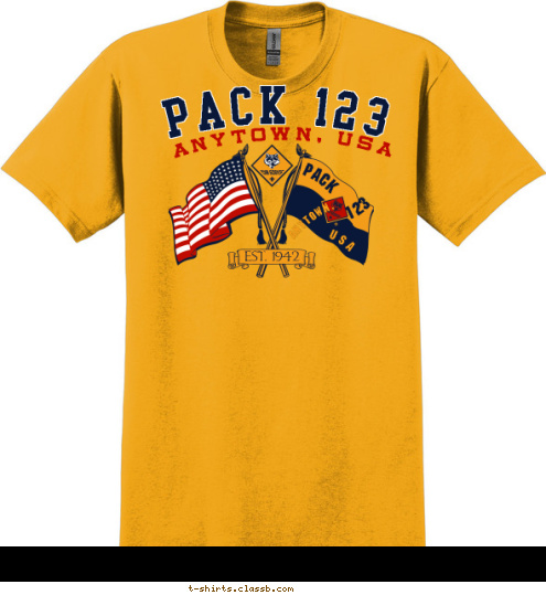 ANYTOWN, USA EST. 1942 123 PACK ANYTOWN, USA PACK 123 T-shirt Design 