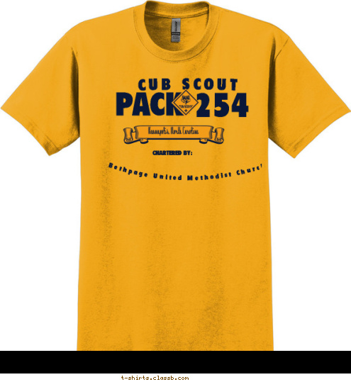 Kannapolis, North Carolina Bethpage United Methodist Church CHARTERED BY: 254 PACK CUB SCOUT T-shirt Design 