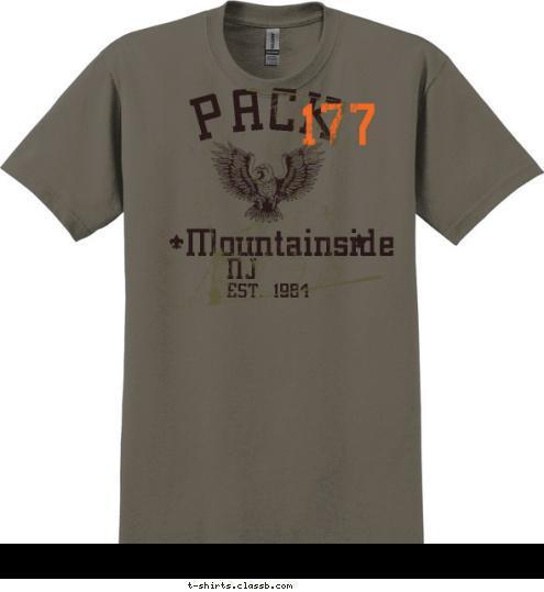 New Text 177 EST. 1984 NJ Mountainside PACK T-shirt Design 