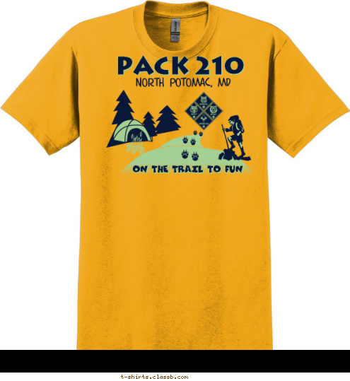 north potomac, md ON THE TRAIL TO FUN
 PACK 210 T-shirt Design 