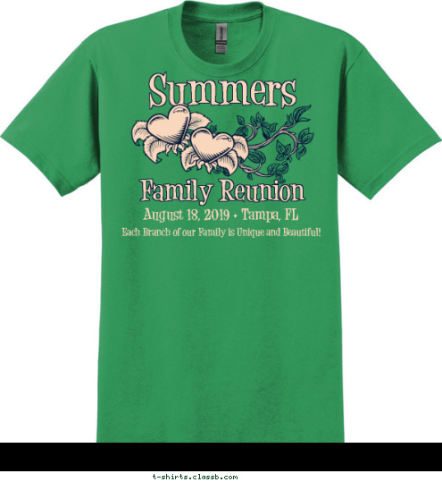 Each Branch of our Family is Unique and Beautiful! Smithfield, West Virginia August 18, 2012 Family Reunion Summers T-shirt Design SP2740