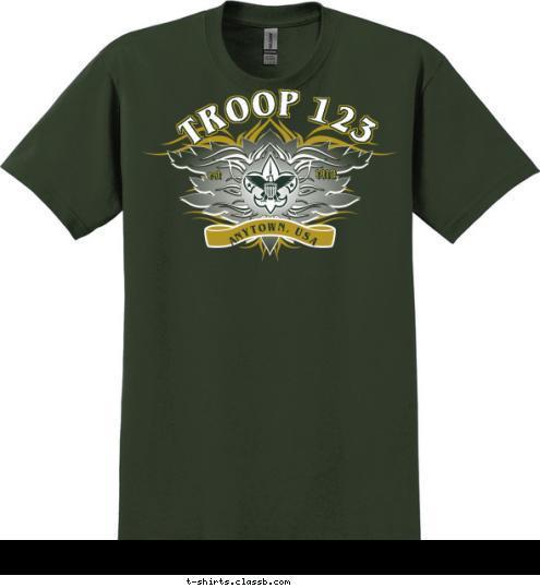 1912 est ANYTOWN, USA TROOP 123 T-shirt Design 