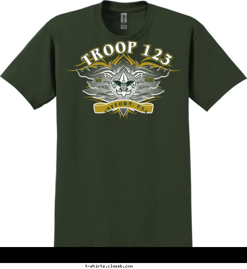 1912 est ANYTOWN, USA TROOP 123 T-shirt Design 