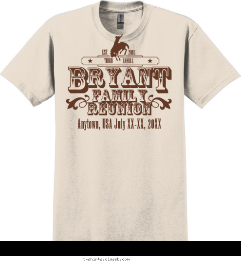 San Antonio, Texas   July 27-28, 2012 2005 EST. THIRD           ANNUAL T B RYAN FAMILY
REUNION T-shirt Design SP362