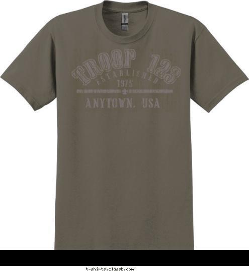 ANYTOWN, USA 1975 ESTABLISHED TROOP 123 T-shirt Design 