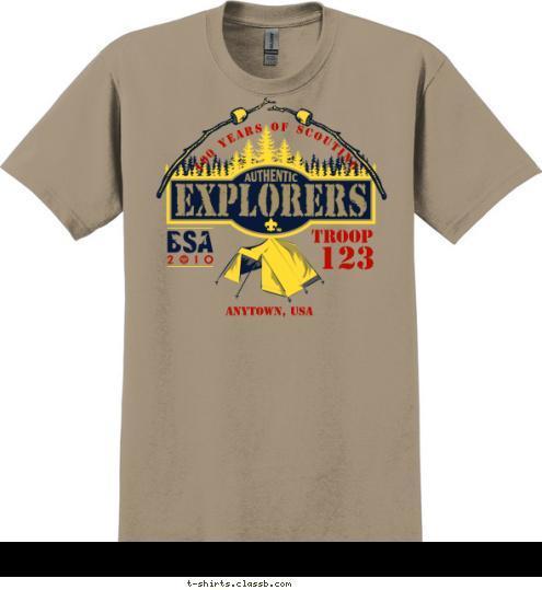 100 Years of Scouting TROOP 123 ANYTOWN, USA T-shirt Design 