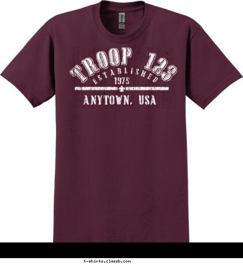 ANYTOWN, USA 1975 ESTABLISHED TROOP 123 T-shirt Design 