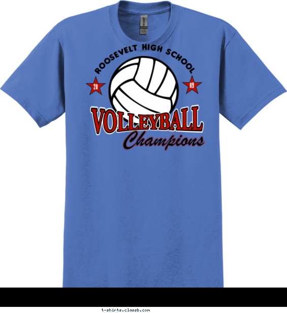 Volleyball Champions with Stars T-shirt Design