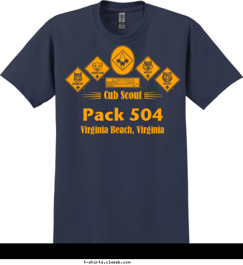 Virginia Beach, Virginia Pack 504 Cub Scout  T-shirt Design Option One