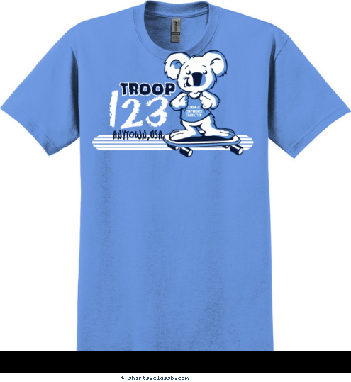 123 TROOP TROOP ANYTOWN,USA COURAGE
CONFIDENCE
CHARACTER T-shirt Design 