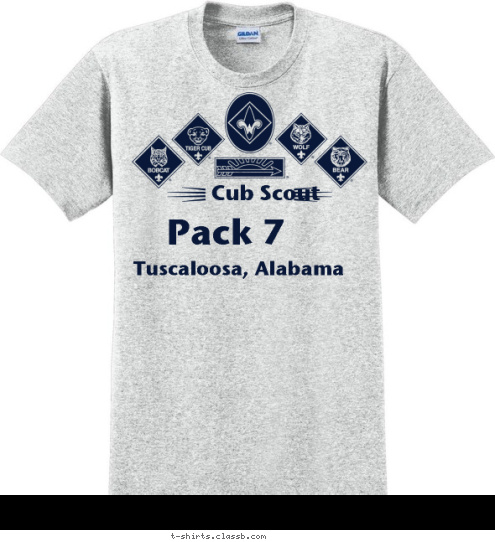 Tuscaloosa, Alabama Pack 7 Cub Scout  T-shirt Design 