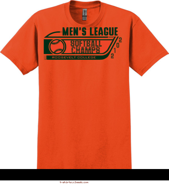 Collegiate Men's Softball Champions T-shirt Design