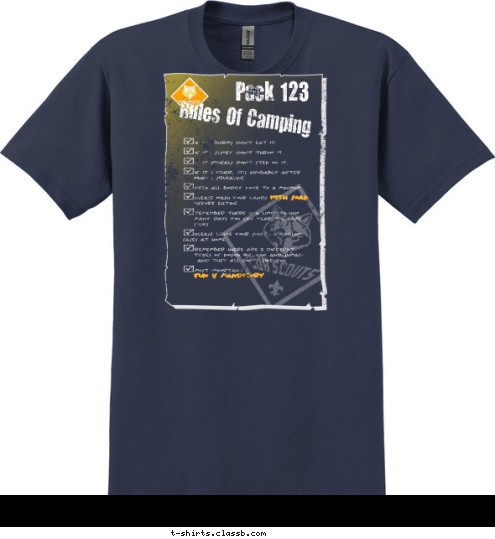 Camp Big Pine 2009 Rules Of Camping Pack 123 T-shirt Design 