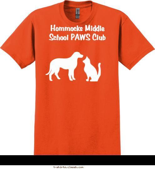 New Text Hommocks Middle School PAWS Club T-shirt Design 