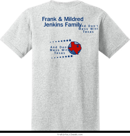 August 12, 2008 Family Reunion San Antonio TX And Don't
Mess With
Texas And Don't
Mess With
Texas Frank & Mildred Jenkins Family BOURQUE-BOULLION
FAMILY REUNION
2010 AMERICA Bless God T-shirt Design 